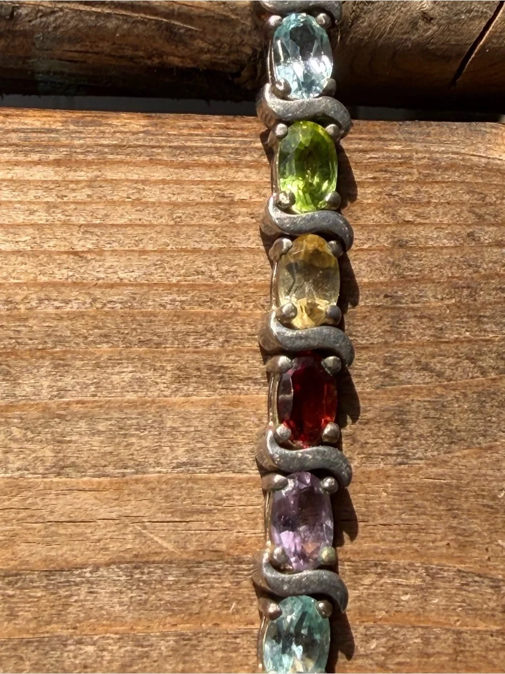 Multicolor Color Tennis Bracelet Sterling Silver Vintage 7”